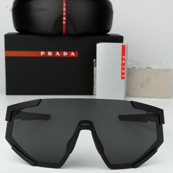Prada Linea Rossa Women Sunglasses Black Grey Single Lens PS04WS DG006F NEW - Picture 3 of 10